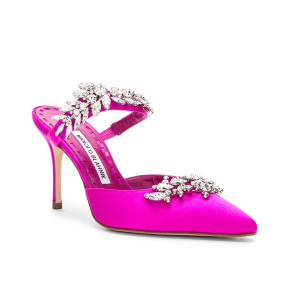 Manolo Blahnik fuchsia pink crystal LURUM heels~ lightly worn - Picture 4 of 7